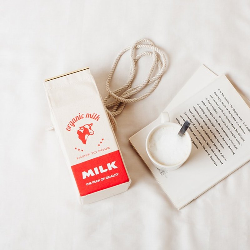 有机牛奶盒肩背包 Organic milk pochette  --  JAMAICA RED - 侧背包/斜挎包 - 棉．麻 红色