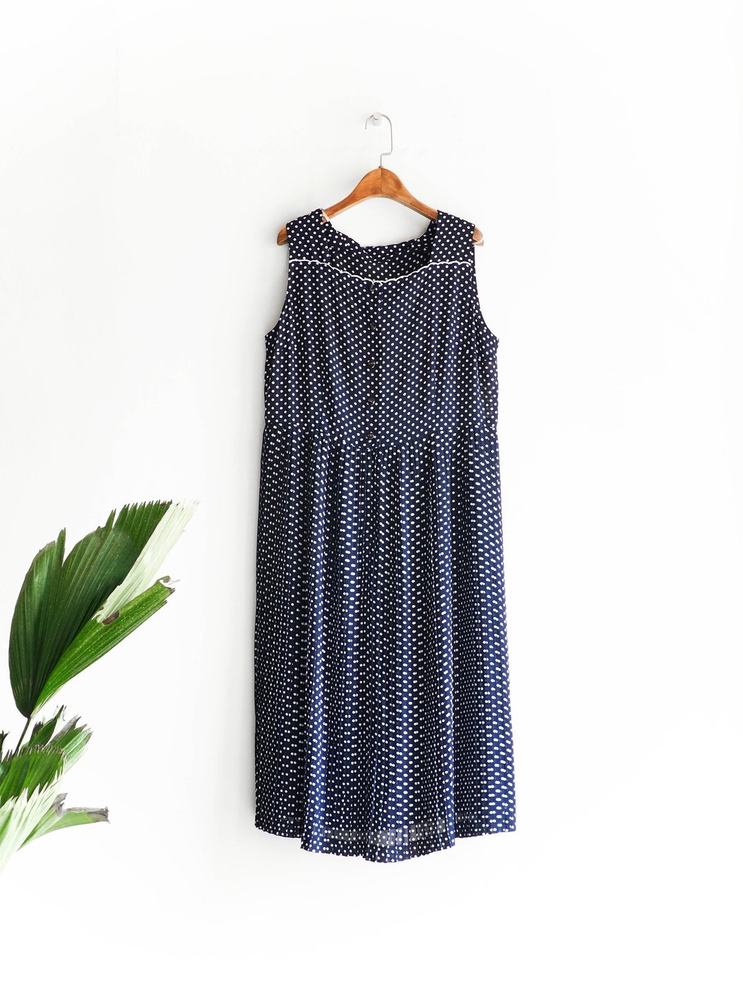 河水山 - 大阪深蓝滚滚海浪青涩点点少女 古董连身丝质长裙 overalls oversize vintage dress - 洋装/连衣裙 - 丝．绢 蓝色