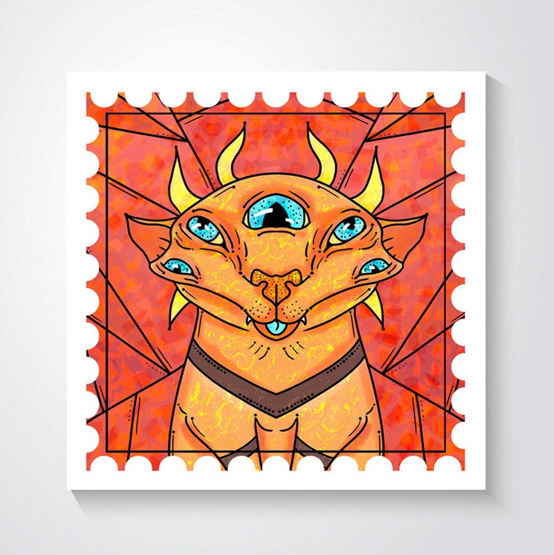Digital download print Space Cat art 033, 貓, 海報, 畫, 客廳 掛畫, 油畫, 裝飾畫, 無框畫 - 海报/装饰画/版画 - 其他材质 橘色