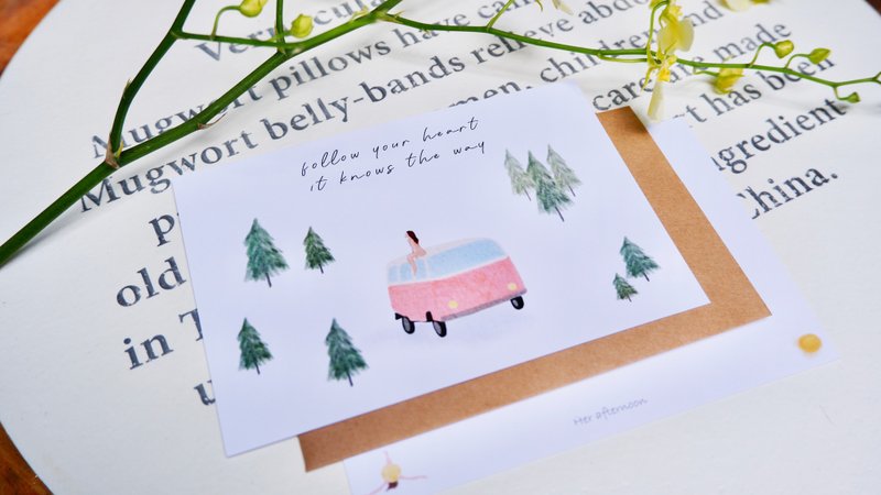 【是时候出发了】(粉红) 明信片 - 卡片/明信片 - 纸 粉红色