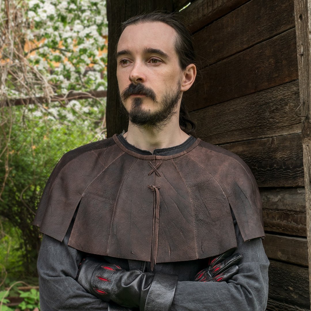 Leather cape White Orchard inspired Witcher / larp cape / medieval costume - 其他 - 真皮 咖啡色