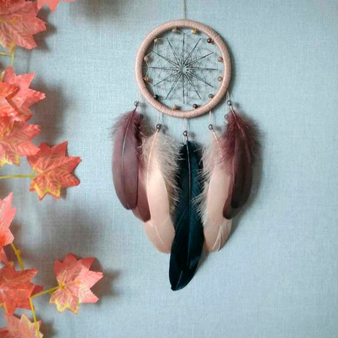 Dream catcher wall decor. Beige, black, brown dream catcher. Home decor. Boho - 墙贴/壁贴 - 其他材质 咖啡色