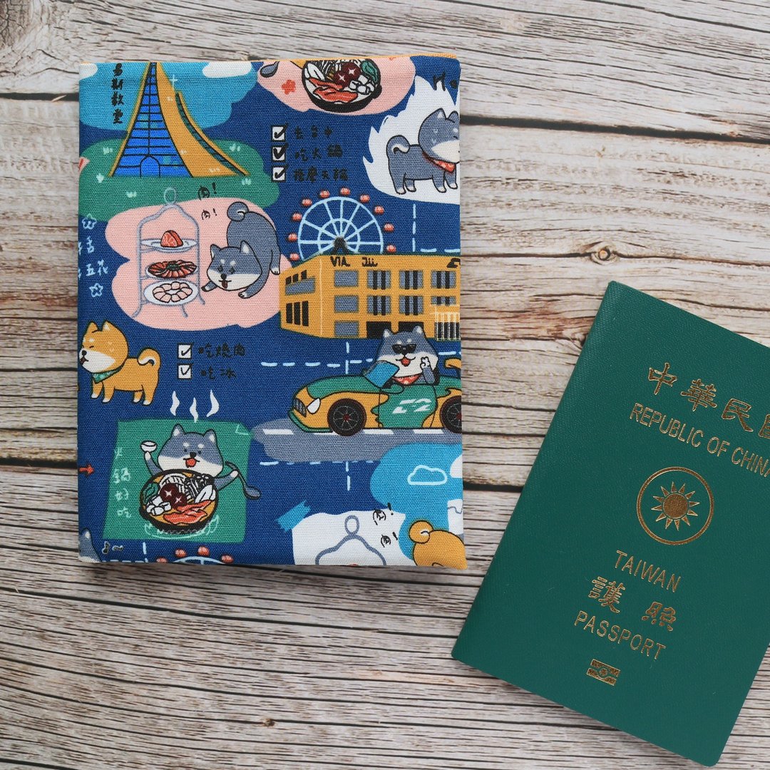 【柴柴一日游】 护照夹 护照套 护照包 - 护照夹/护照套 - 棉 蓝色