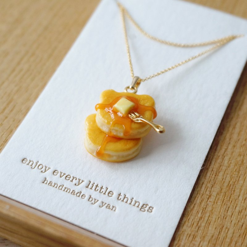 小熊松饼.Pancake.手工颈链 (现货/预订) - 项链 - 树脂 金色