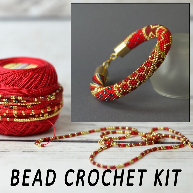 自己製作手編繩, DIY手作材料包, 手作DIY材料包, Diy kit, 材料都幫你準備好了, Diy bracelet kit, beading kit - 编织/刺绣/羊毛毡/裁缝 - 玻璃 红色