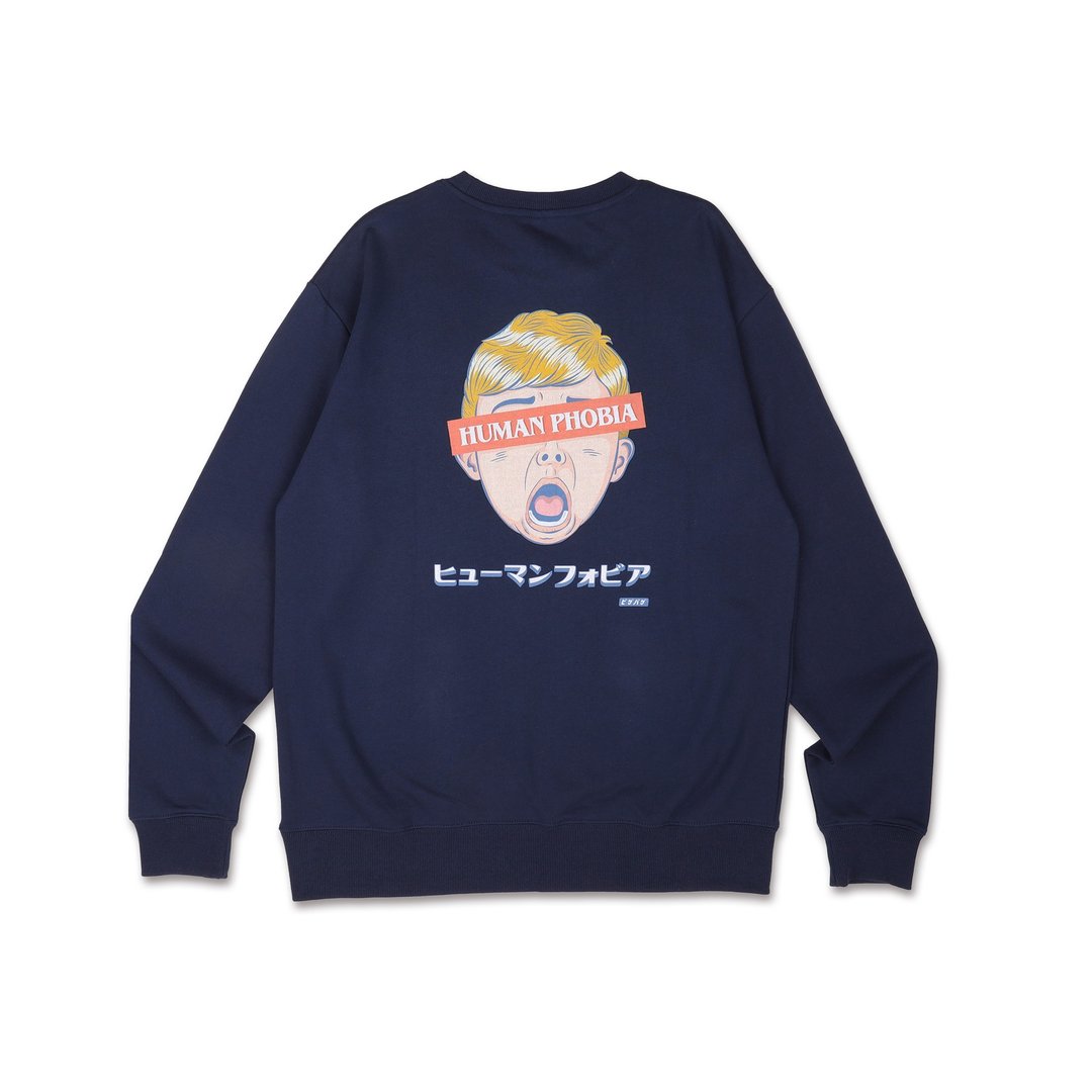 社交恐惧症 美式怀旧 重磅棉质圆领长袖 Tshirt衫系列 水墨蓝 - 女装上衣 - 棉 蓝色