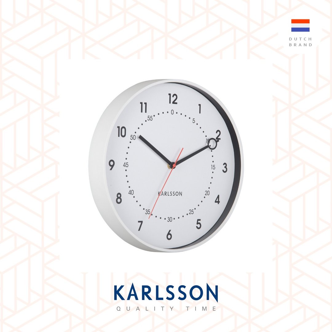 Karlsson, 31.5cm 白色双刻度挂钟 Wall clock Fresco white - 时钟/闹钟 - 塑料 白色