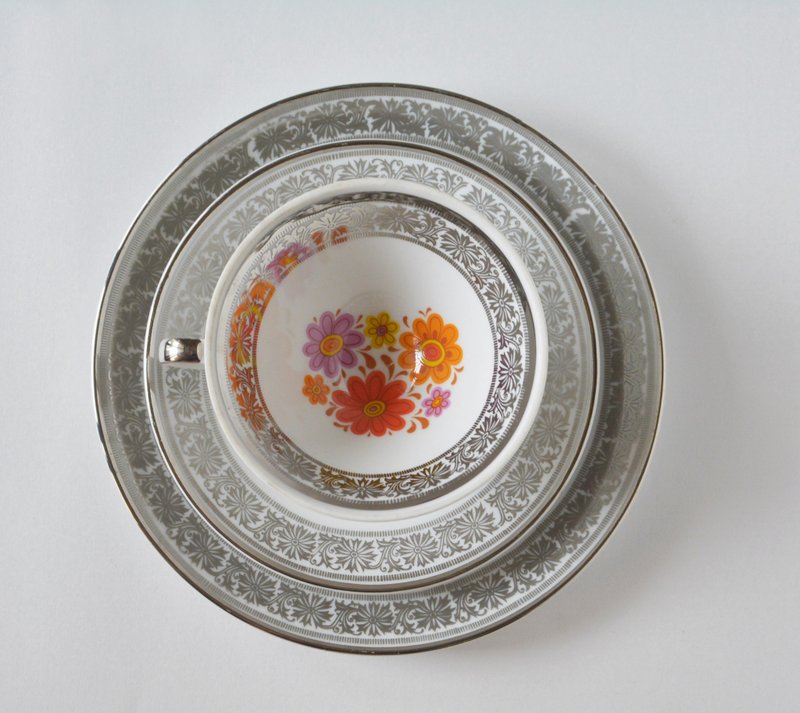 德国古董下午茶杯盘组K - 茶具/茶杯 - 瓷 银色