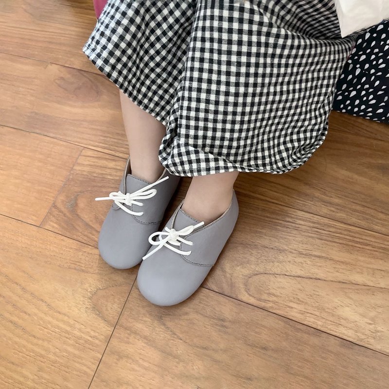 平底鞋 Derby  鞋带 时尚灰 童鞋 - 芭蕾鞋/娃娃鞋 - 真皮 灰色