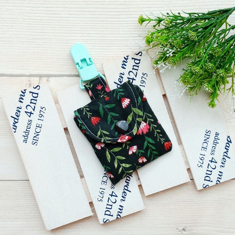 【平安福袋】墨绿色小花 - 平安符/符袋 - 棉．麻 绿色