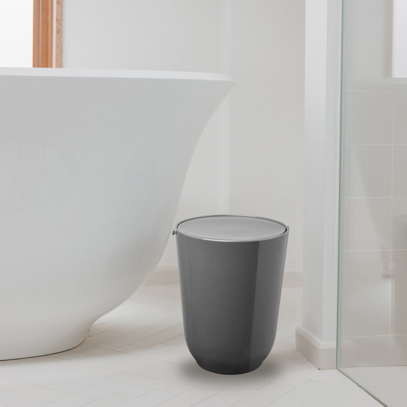 【Umbra】摇摆盖垃圾桶(昏灰6L) | 回收桶 厨余桶 垃圾筒 - 垃圾桶 - 树脂 灰色