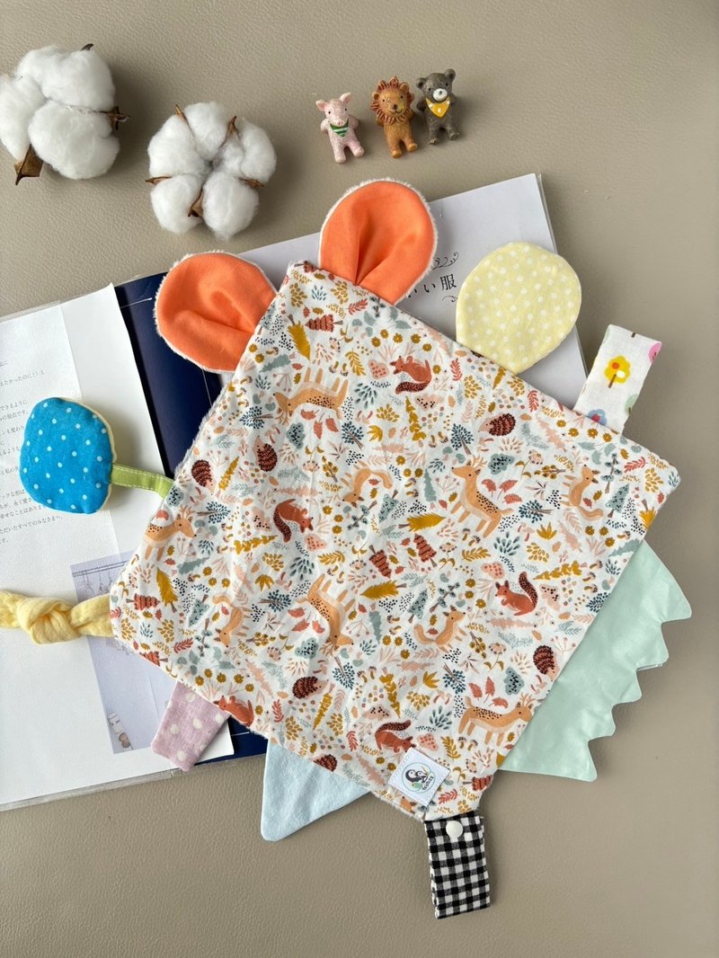 宝宝多功能安抚巾－橘色小鹿漫步   口水巾 新生礼 - 玩具/玩偶 - 棉．麻 橘色