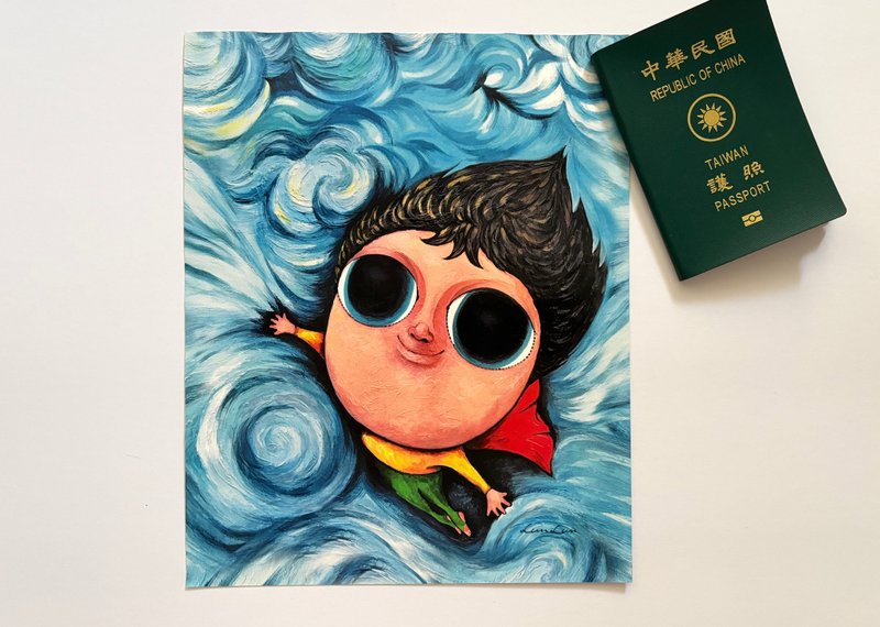 POPO│大眼娃-飞翔.贴纸 28.5x22.5 - 贴纸 - 纸 蓝色