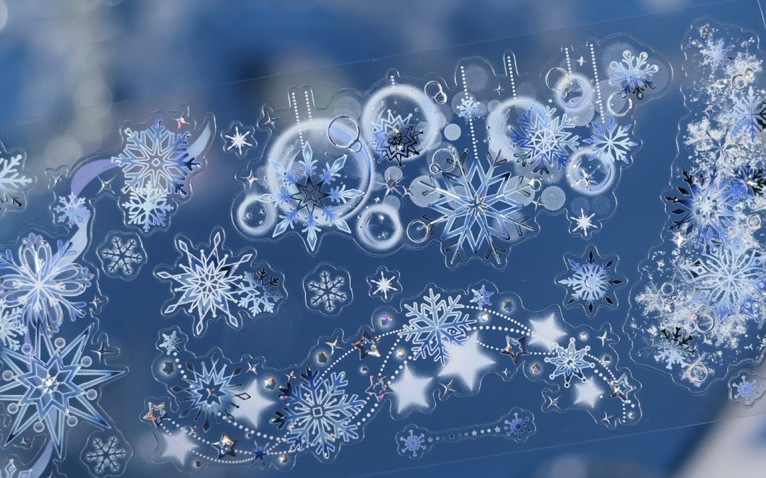 朝堇落雪 PET 纸胶带 贝壳光 5米卷 - 纸胶带 - 其他材质 蓝色