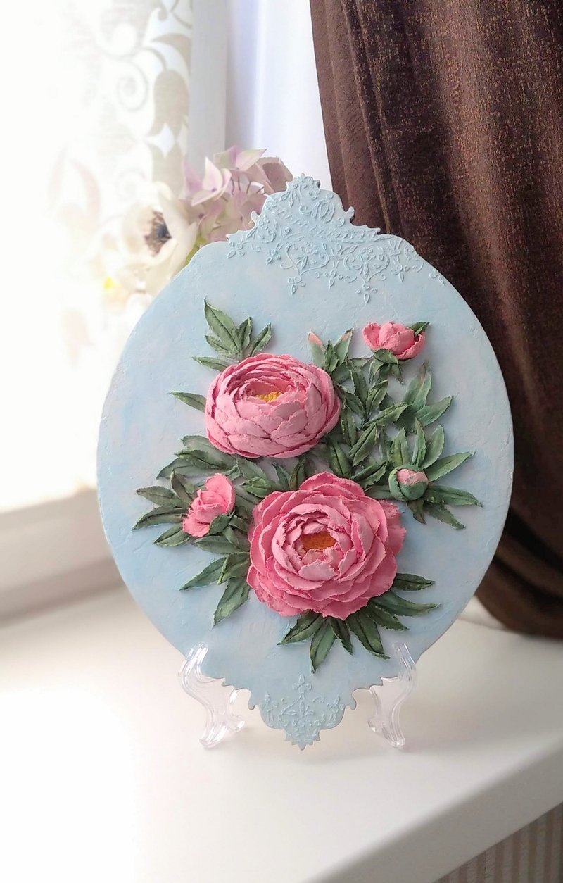 牡丹画 珊瑚牡丹画 牡丹画 花卉画 牡丹墙艺术 - 墙贴/壁贴 - 其他材质 粉红色