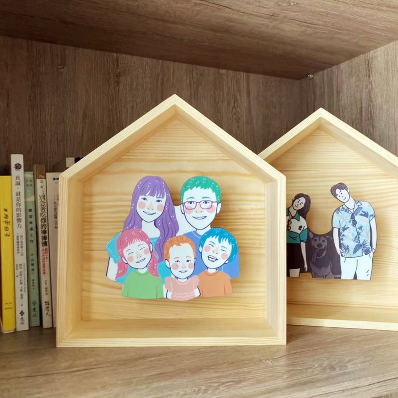 【圣诞礼盒】定制 Cola系列插画: 情侣/家人/宠物插画相框 - 画框/相框 - 木头 咖啡色