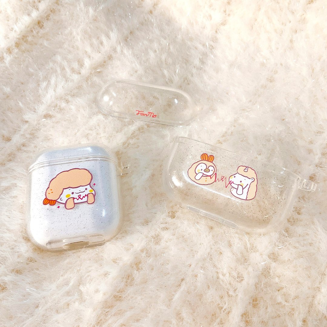 BUZZBUZZ炸虾伙伴 / 透明闪粉AirPods1/2/pro软壳保护套 - 耳机收纳 - 塑料 透明