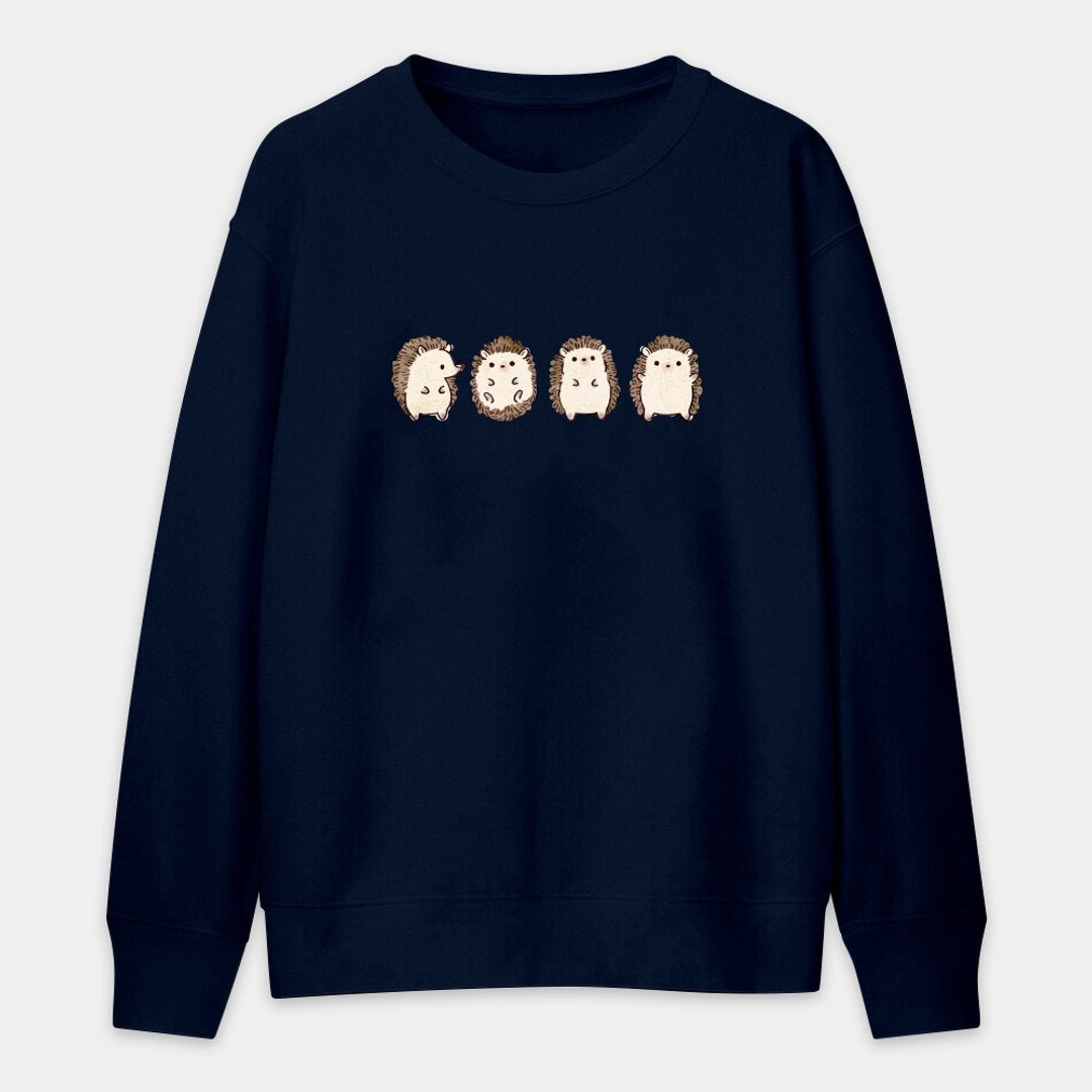 【秋冬新品】4只刺猬 中性 纯棉大学T 300 - 中性连帽卫衣/T 恤 - 棉 黑色