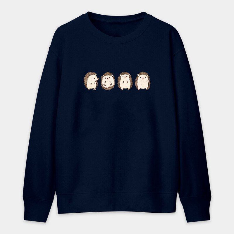 【秋冬新品】4只刺猬 中性 纯棉大学T 300 - 中性连帽卫衣/T 恤 - 棉．麻 黑色