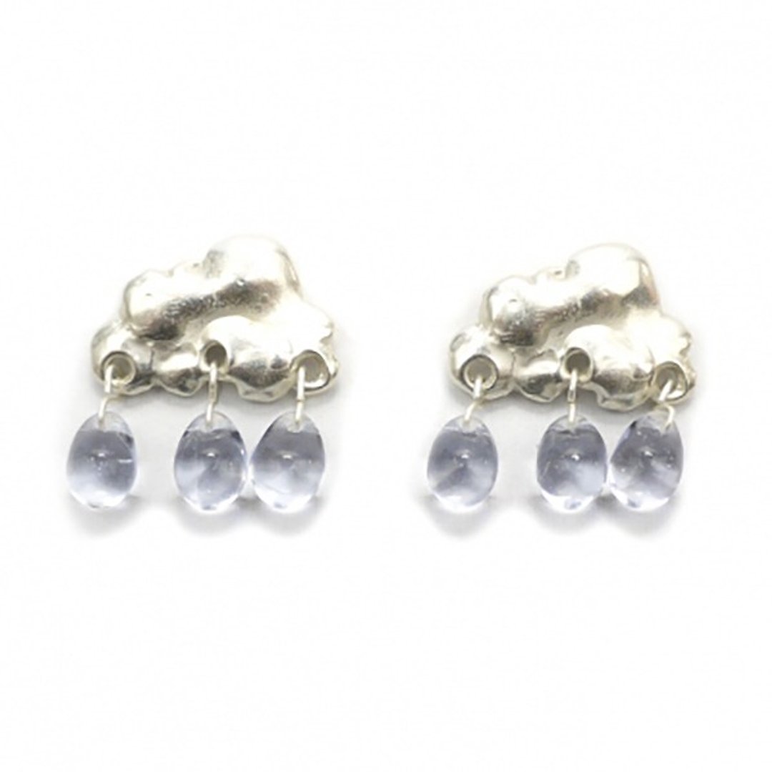 Cloud Cloud Earrings / Earrings PA382 - 耳环/耳夹 - 其他金属 银色