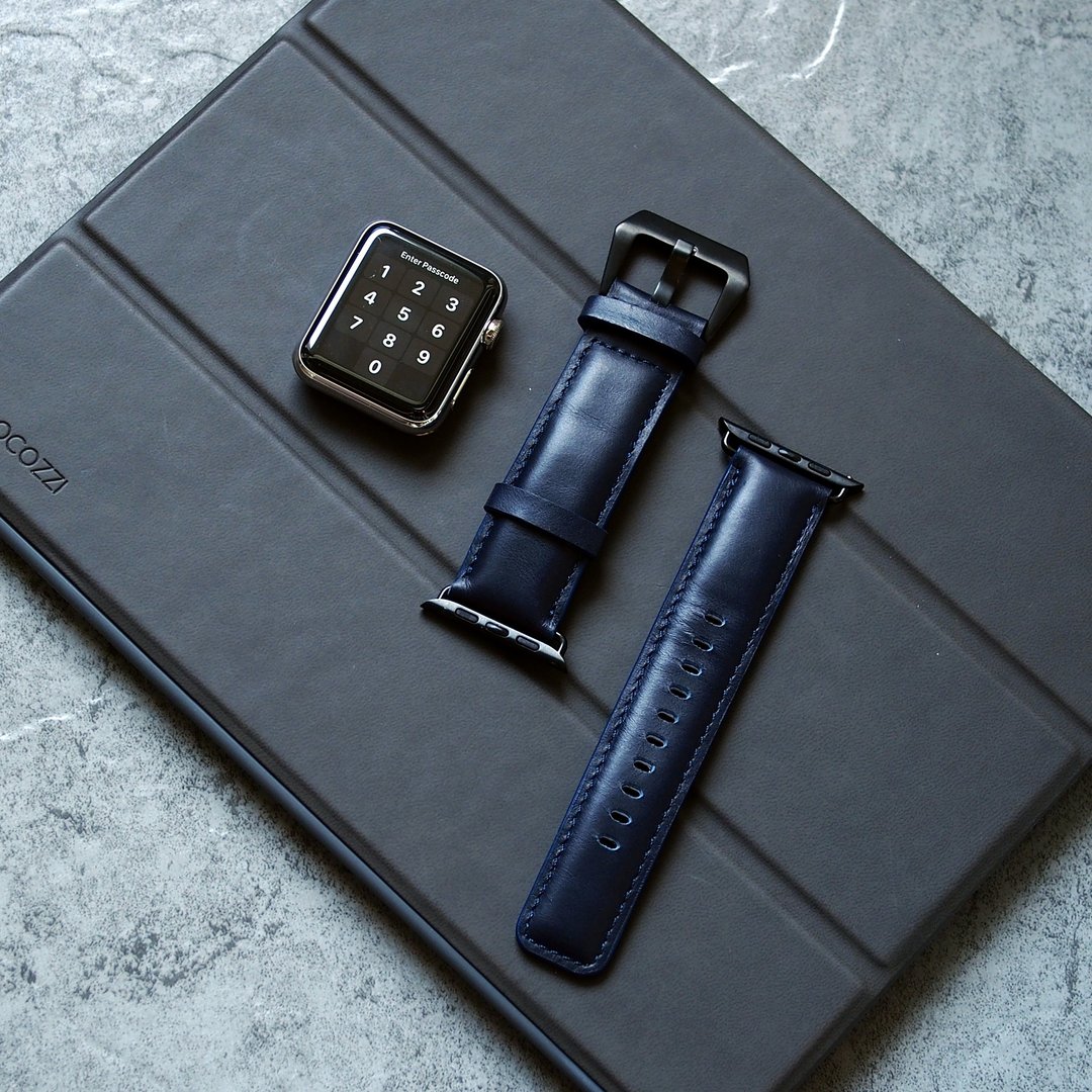 Exquisite | 高级复古真皮 Apple Watch 表带 - 深蓝色 - 其他 - 真皮 蓝色