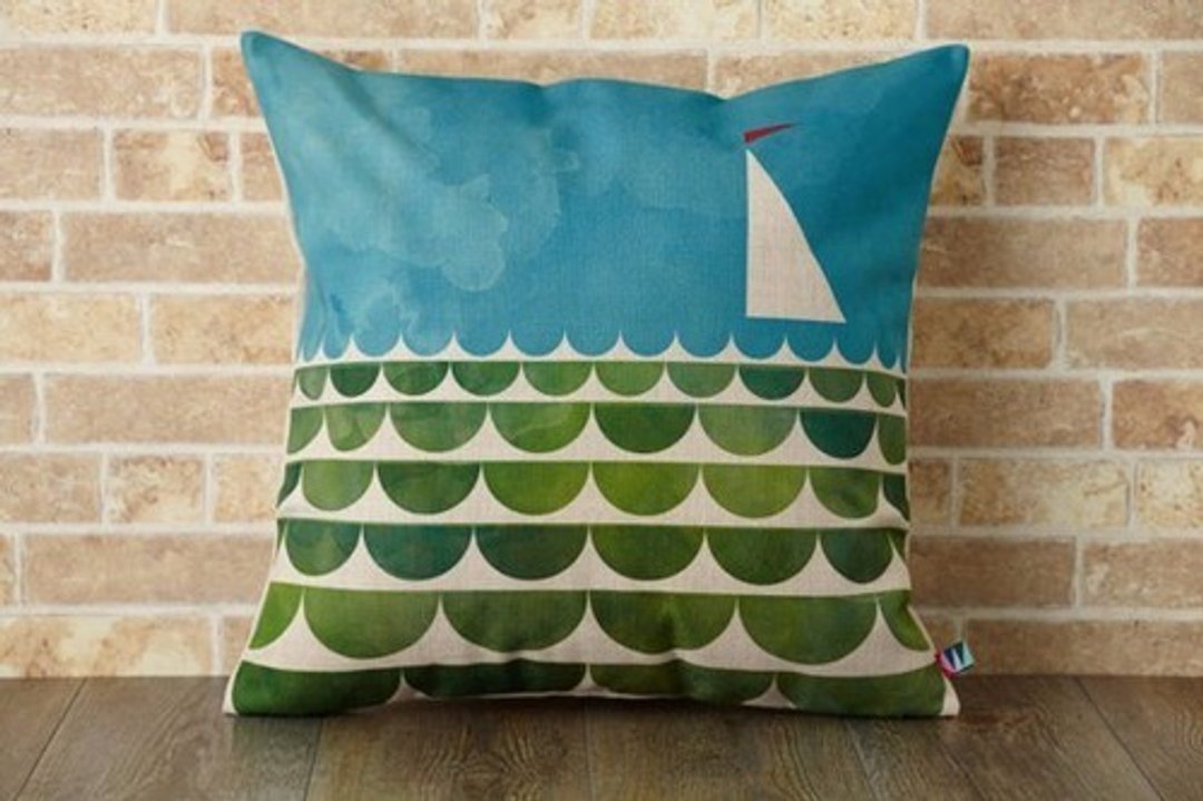 Cushion cover 45 × 45cm Yacht and field Linen design jubileecushionkw005 - 摆饰 - 棉 
