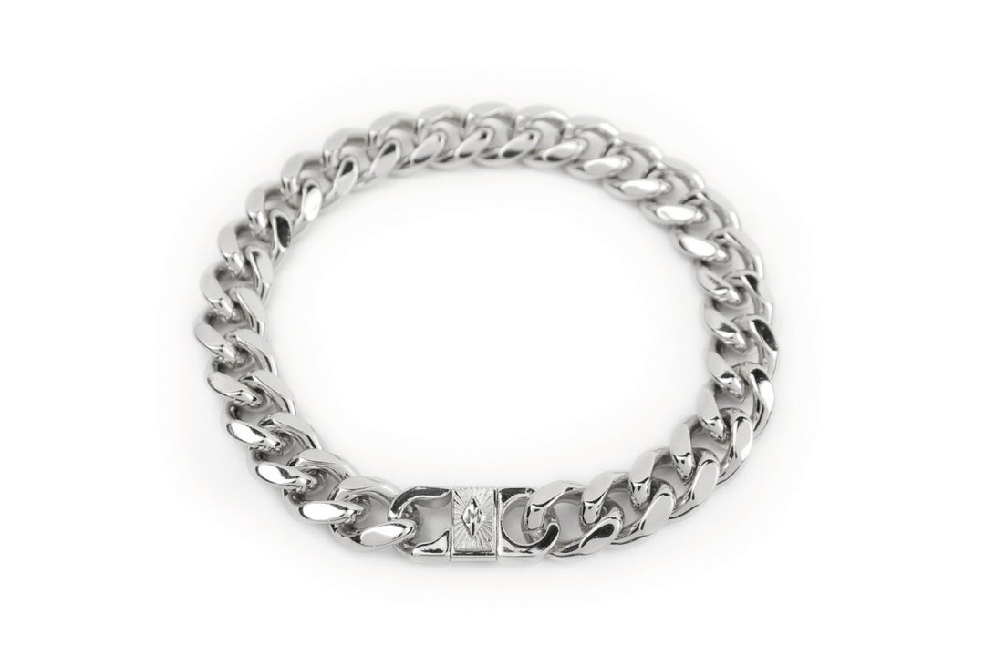 【METALIZE】"M" Tag Metal Bracelet 放射M字方牌双色金属手链(白金) - 手链/手环 - 其他金属 