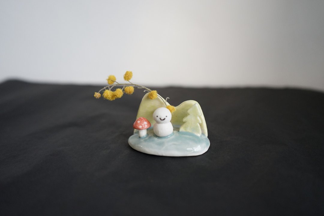 陶瓷圣诞摆设 雪人公仔 磨菇 - 花瓶/陶器 - 瓷 多色