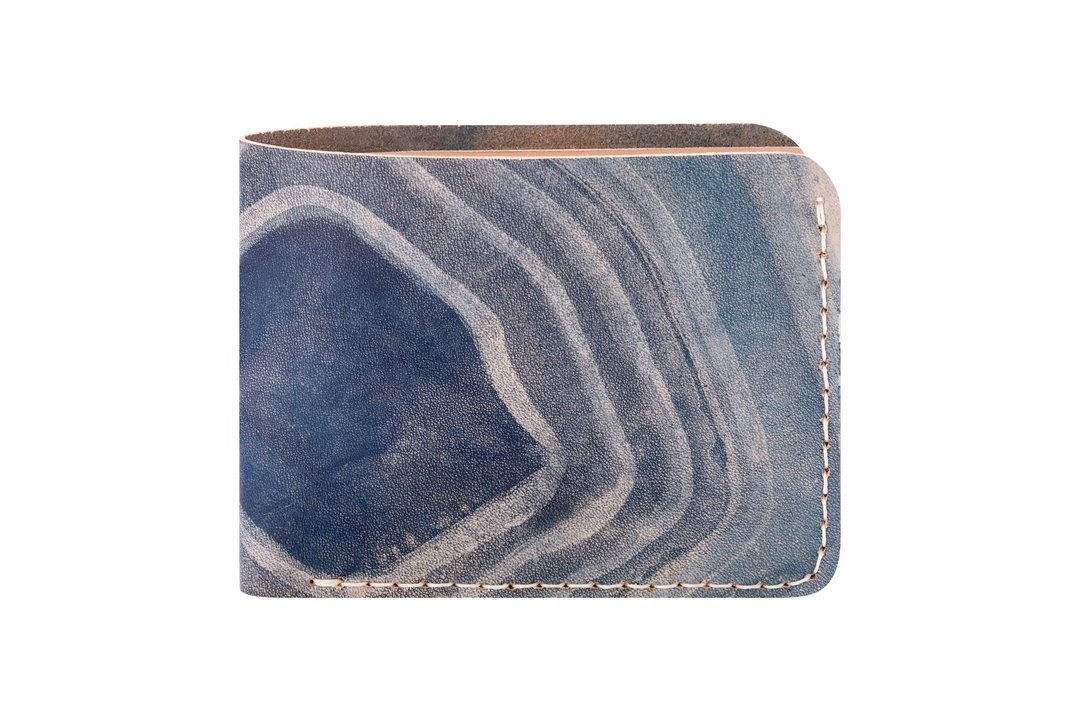 Wallet bifold Natural Effect limited edition - 皮夹/钱包 - 真皮 蓝色
