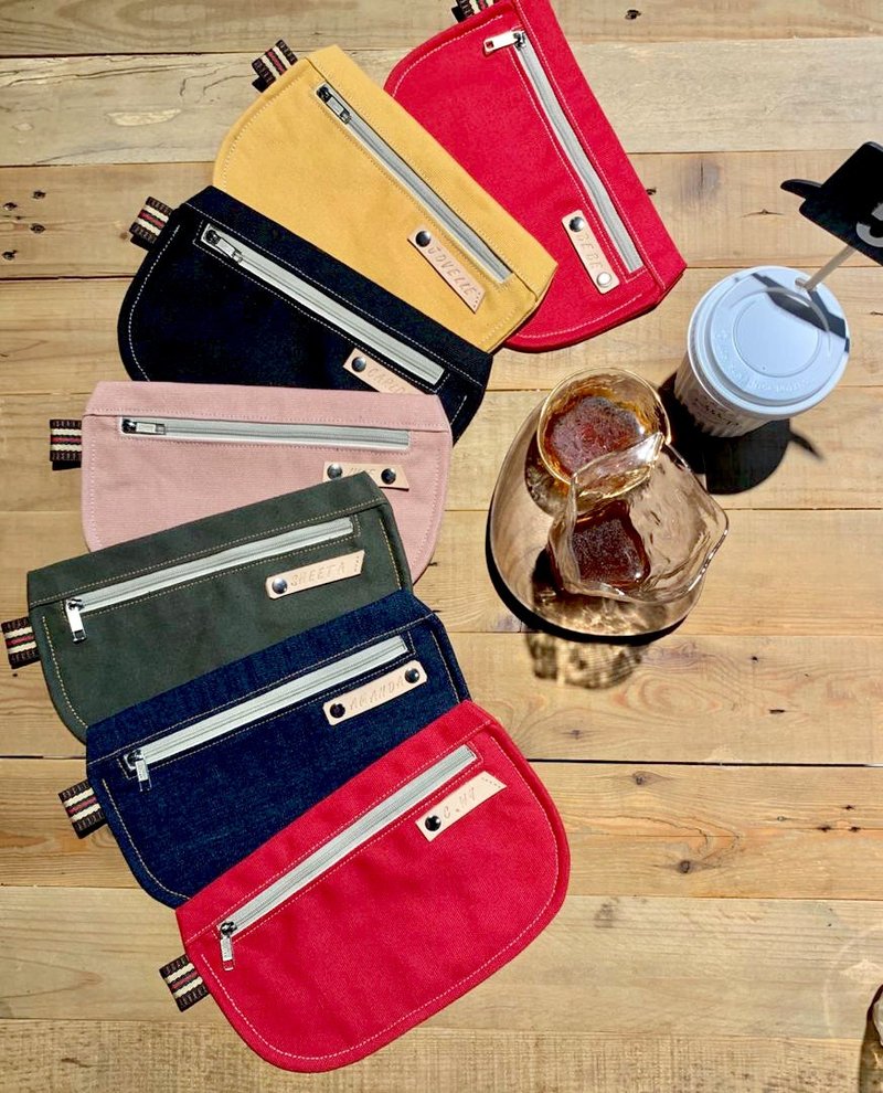 包邮 皮革字母客制 定制收纳包 伴娘礼物 收纳袋 礼物小D 2个一组 - 化妆包/杂物包 - 棉．麻 