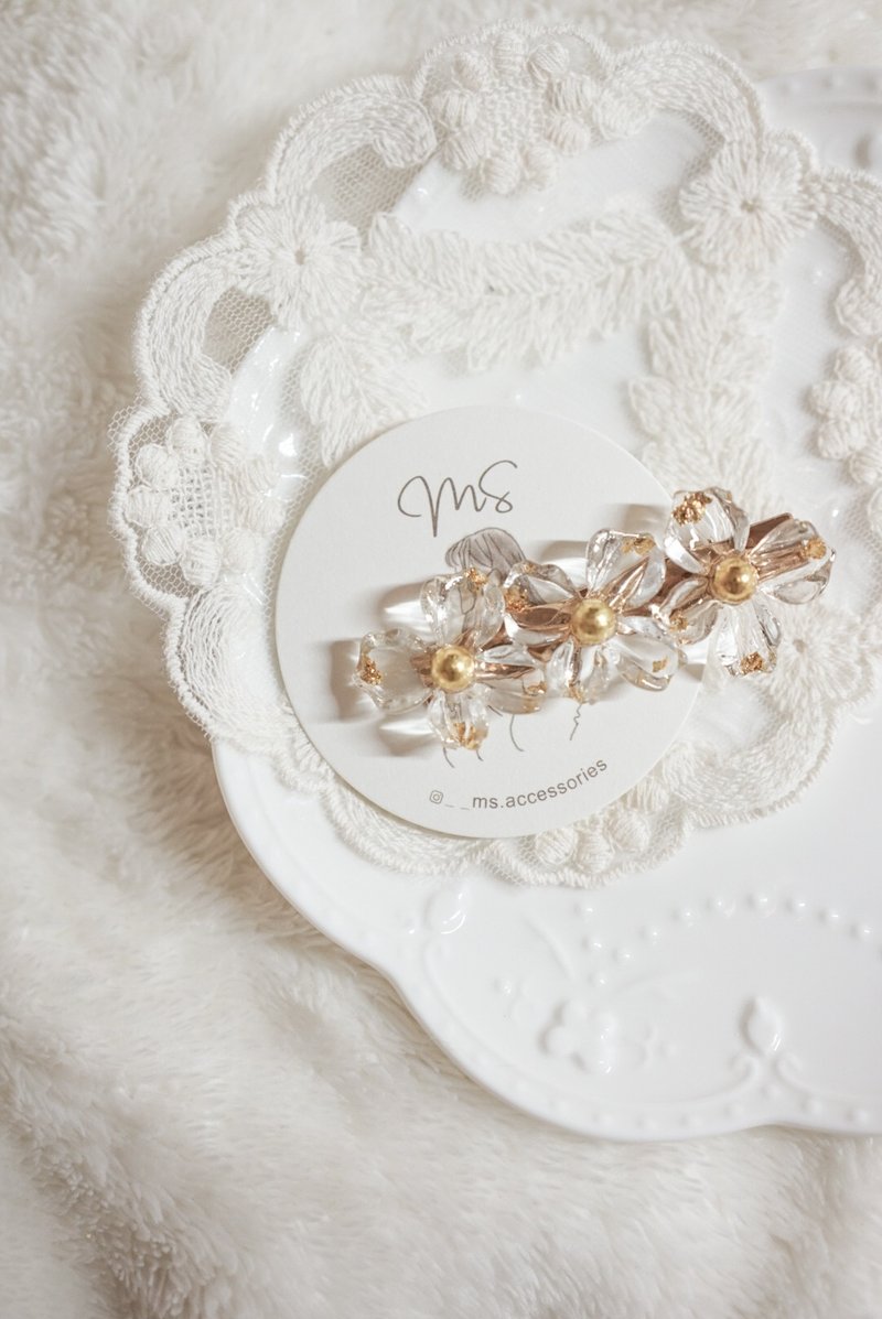 圣诞气氛透明点金透明花朵发夹 - 发饰 - 树脂 透明