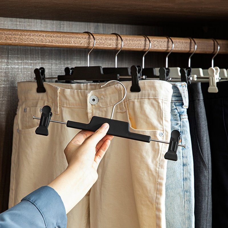 日本霜山 多功能橡胶止滑裤架/裙架(附夹)-6入-多色可选 - 衣架/挂勾 - 其他材质 黑色