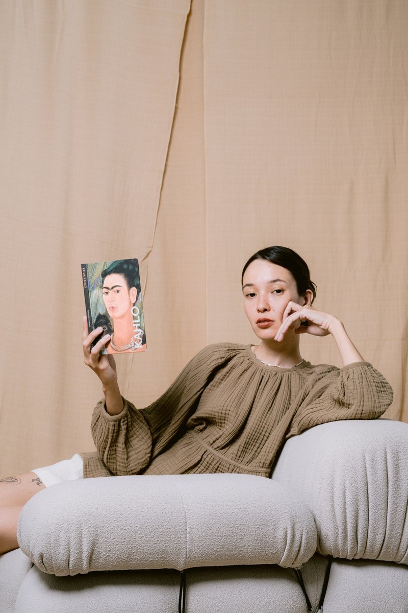女装长袖上衣，棕色 - 女装上衣 - 棉．麻 