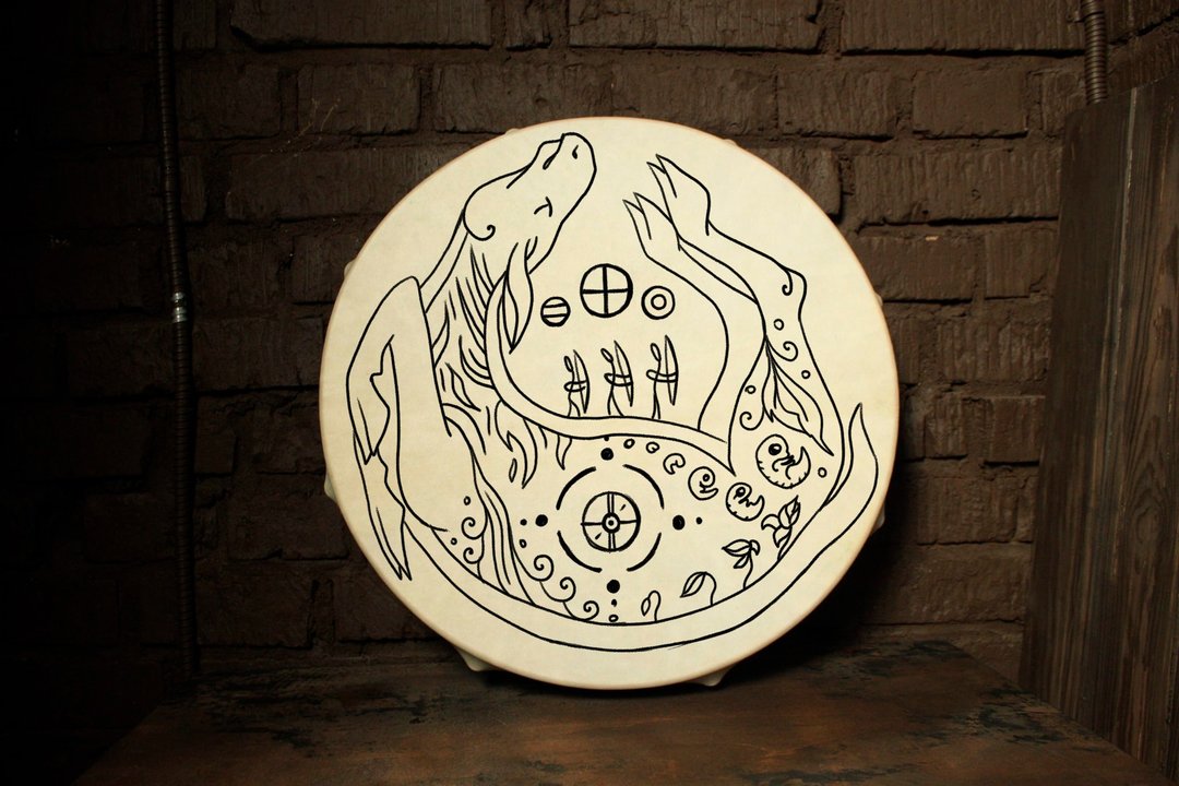Ritual Shaman Drum 16' shamanic drum  frame drum, spiritual music, tambour - 其他 - 真皮 白色