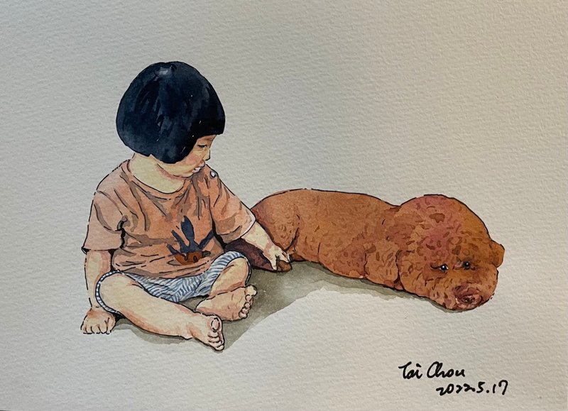 T.O肖像画B6(约12.3*17.3cm)双人或毛小孩 - 订制画像 - 纸 