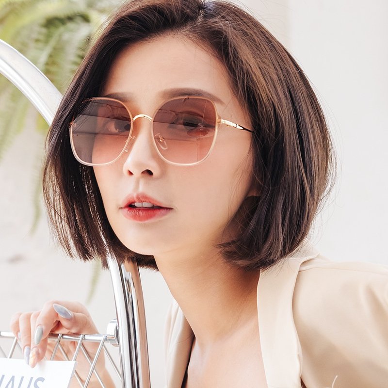 【福利品】蜜糖玫瑰棕粉果冻透视墨镜│UV400太阳眼镜 - 墨镜 - 其他金属 粉红色