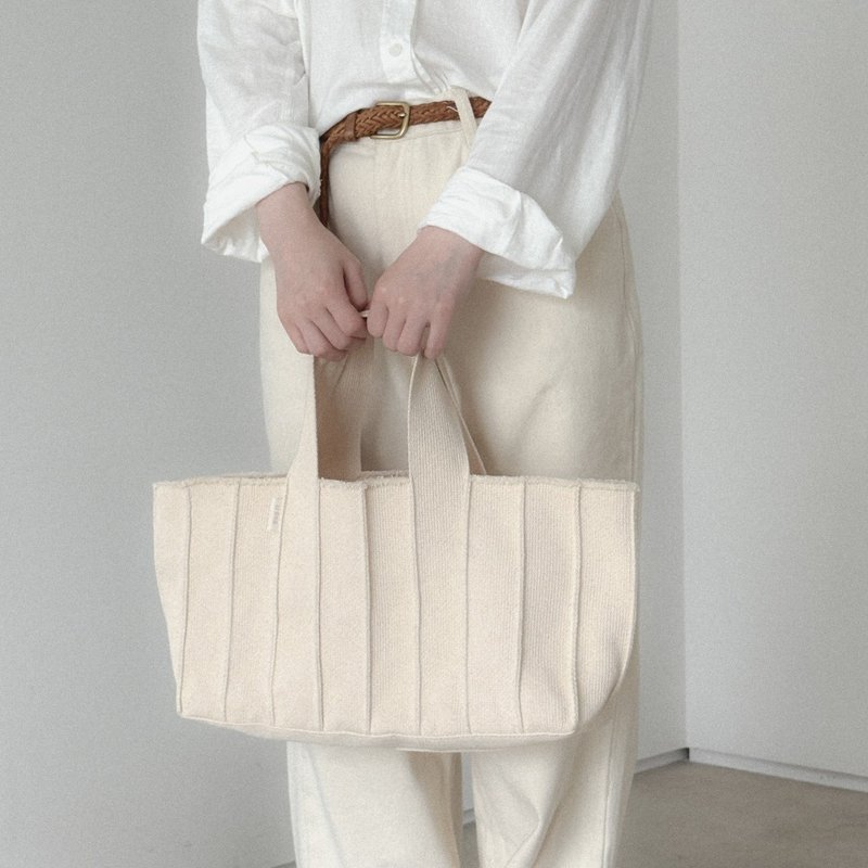编织可翻面托特包_大款 / 燕麦白 - 手提包/手提袋 - 棉．麻 