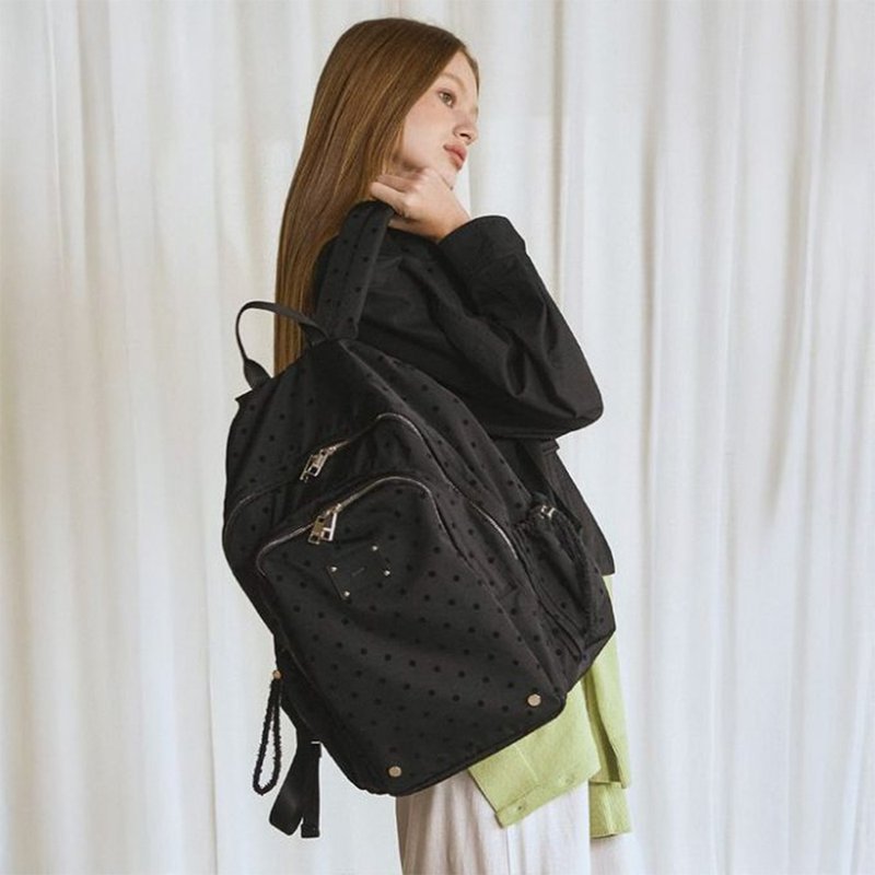 韓國製 MUR Lover Daily Backpack 背包 (black dot) - 侧背包/斜挎包 - 环保材料 