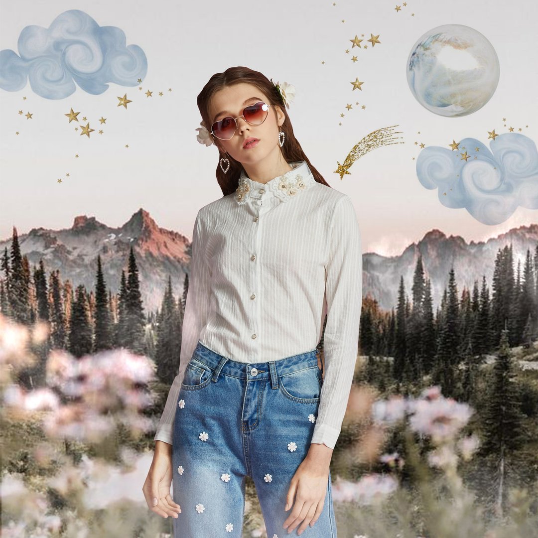 (size:S/ M)Pearl Shirt - 女装衬衫 - 棉 