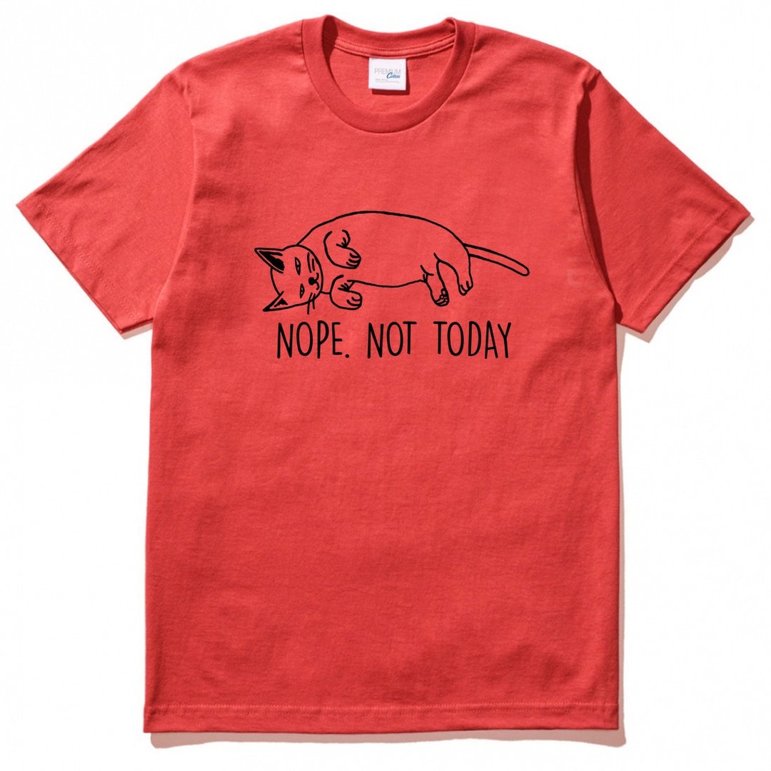 NOPE NOT TODAY 中性短袖T恤 红色 狗猫毛小孩礼物快速出货 - 女装 T 恤 - 棉 红色