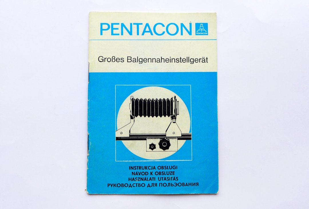 Pentacon Large Close-up Bellows Attachment instruction manual owner handbook - 相机 - 纸 蓝色