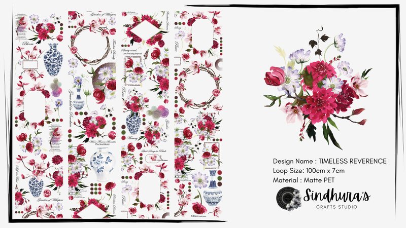 Timeless Reverence 永恒敬意 花卉雾面 PET 胶带 手帐素材 - 贴纸 - 塑料 红色