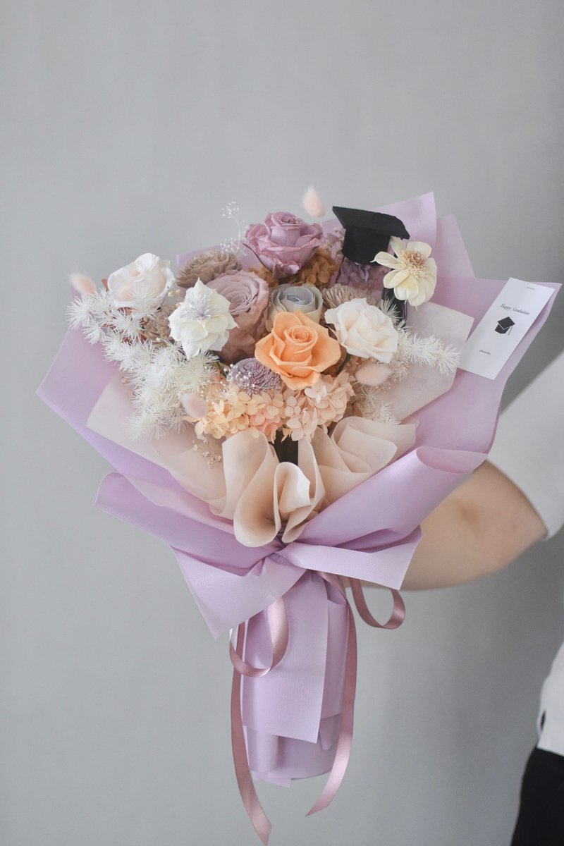 /毕业花束E款 紫色/毕业季 韩式花束 干燥花 永生花 教师节 情人 - 干燥花/捧花 - 植物．花 紫色