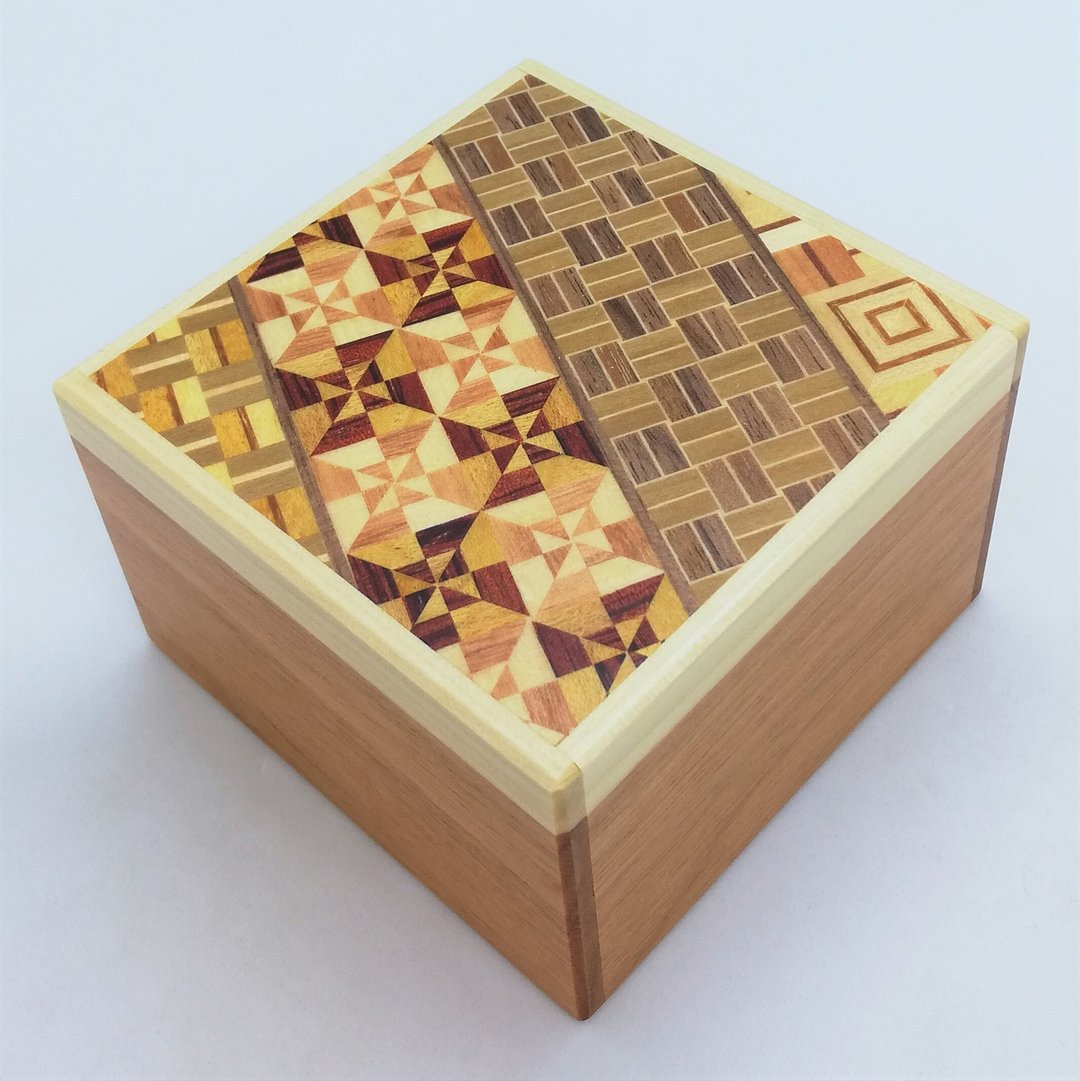 Square 14 steps Yosegi/Natural wood Japanese puzzle box Himitsu-bako - 其他 - 木头 