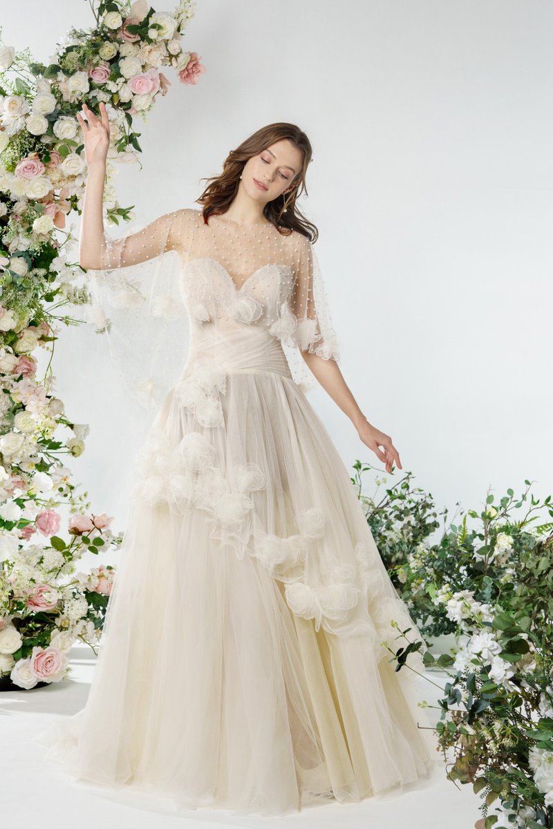 Lisianthus 两件式花朵网纱婚纱 - 晚装/礼服 - 其他材质 白色