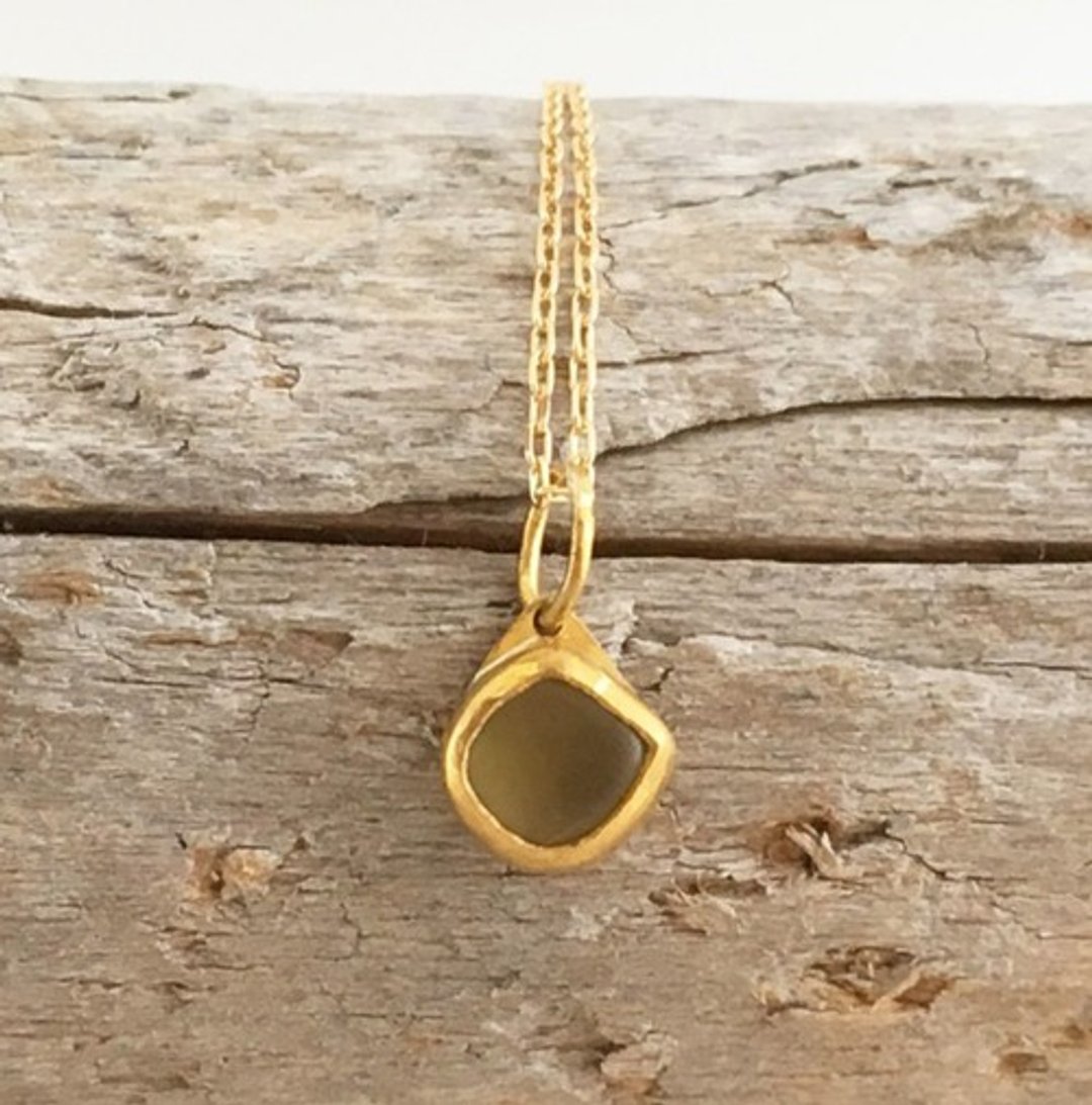 K24 Pure Gold + Raw Chrysoberyll ◆ Pure gold chrysoberyl pendant top - 项链 - 其他金属 