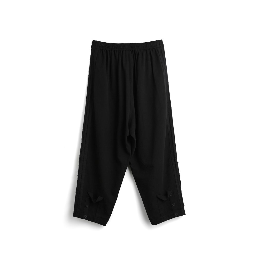 Patchwork Pants - 男士长裤 - 棉 黑色