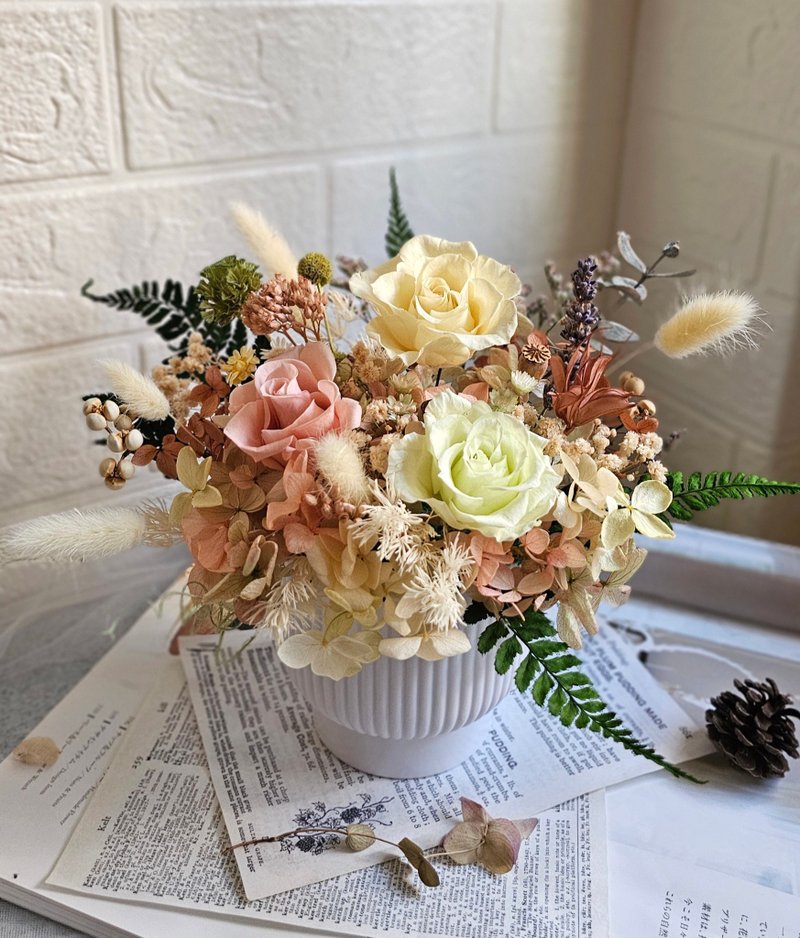 永生桌花 盆花 新居 升迁 生日 开幕桌花 母亲节 婚礼 退休 毕业 - 干燥花/捧花 - 植物．花 粉红色