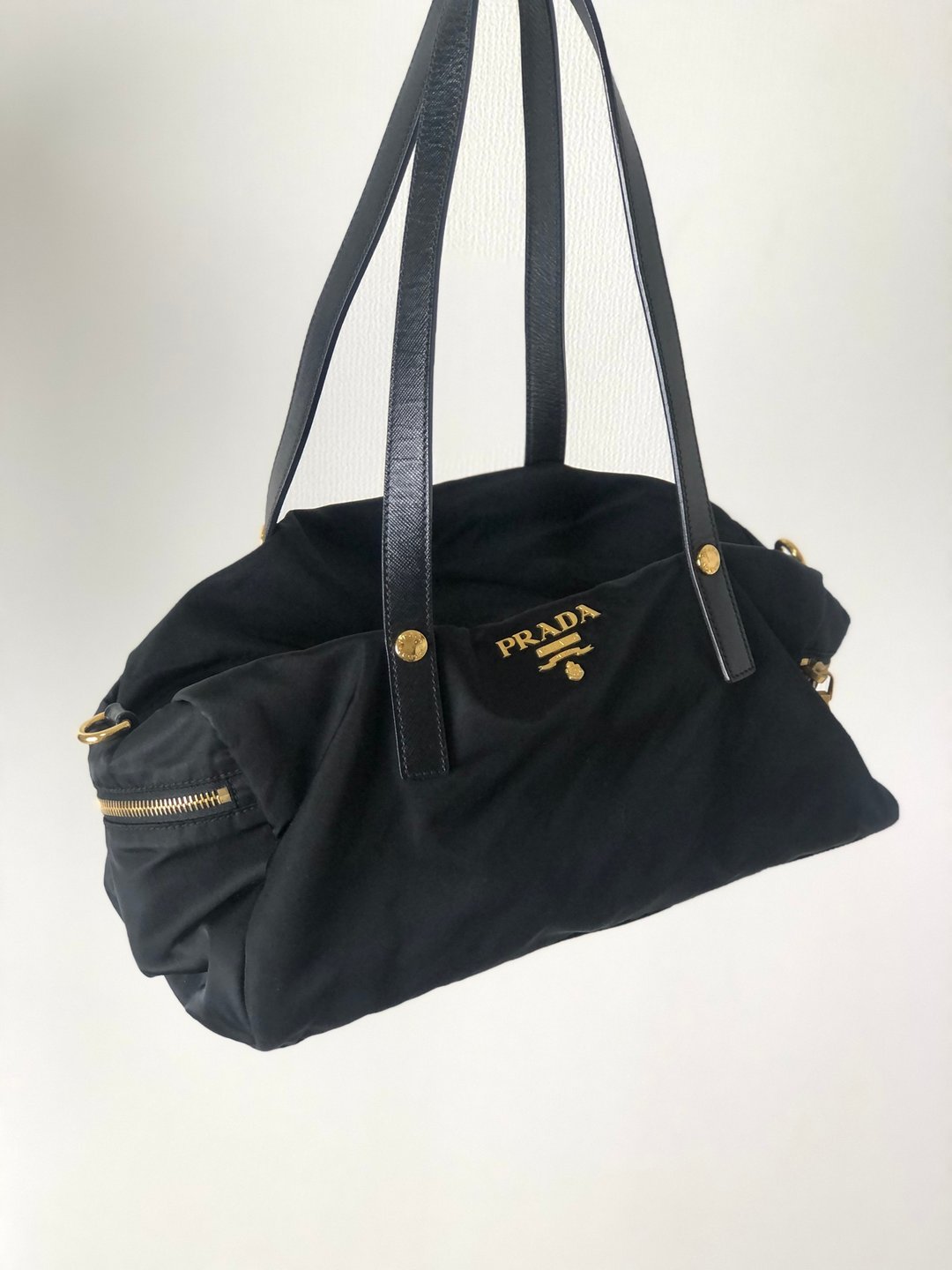 【日本直送，名牌二手包装】PRADA 手提包黑标志尼龙 Saffiano 迷你波士顿复古复古 u67nrf - 手提包/手提袋 - 尼龙 黑色