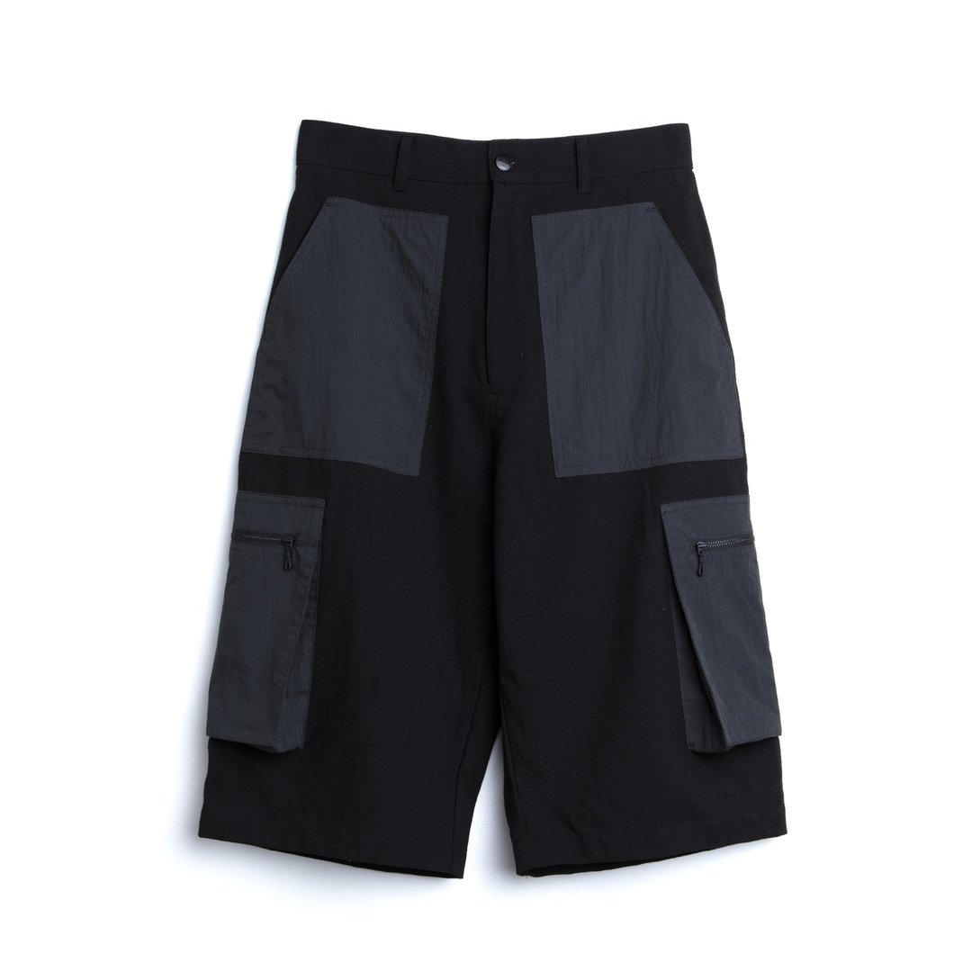 Patchwork Cargo Shorts - 男士长裤 - 棉 灰色